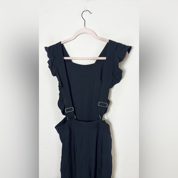 NWT Zara Pinafore Black Ruffled Jumpsuit size Medium - Picture 6 of 14